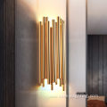 Irregular length metal tube bright gold wall lamp